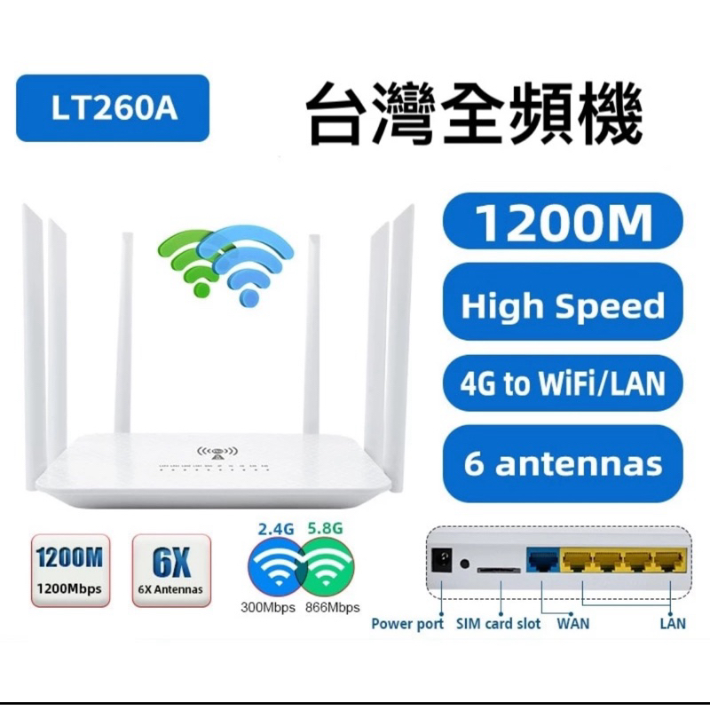 ‼️優惠特價‼️ 台灣全頻 4G網路分享器 聯發科晶片LT260 插卡路由器 網卡路由器 | 蝦皮購物