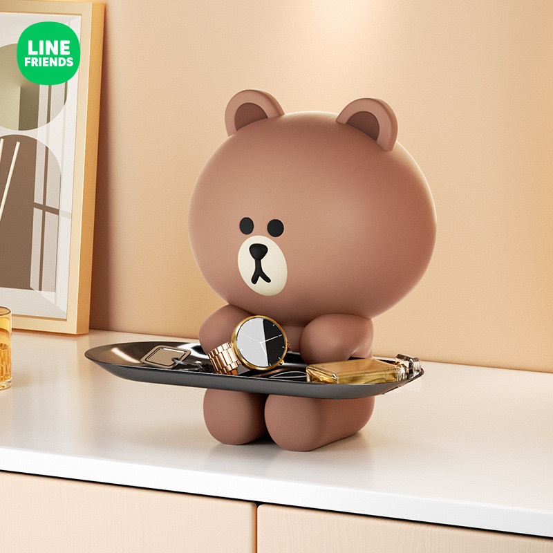 台灣現貨 LINE FRIENDS 桌面收納 鑰匙收納 玄關 收納裝飾品 公仔 BROWN 熊大 | 蝦皮購物