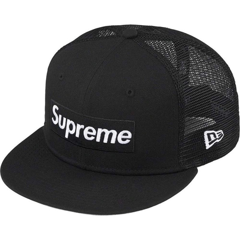 全新現貨黑色23SS SUPREME Box Logo Mesh Back New Era® 聯名棒球帽