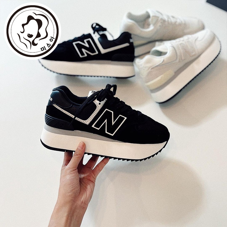 new balance 574 厚底款IU同款元祖灰粉色米色增高WL574ZBA WL574ZAA