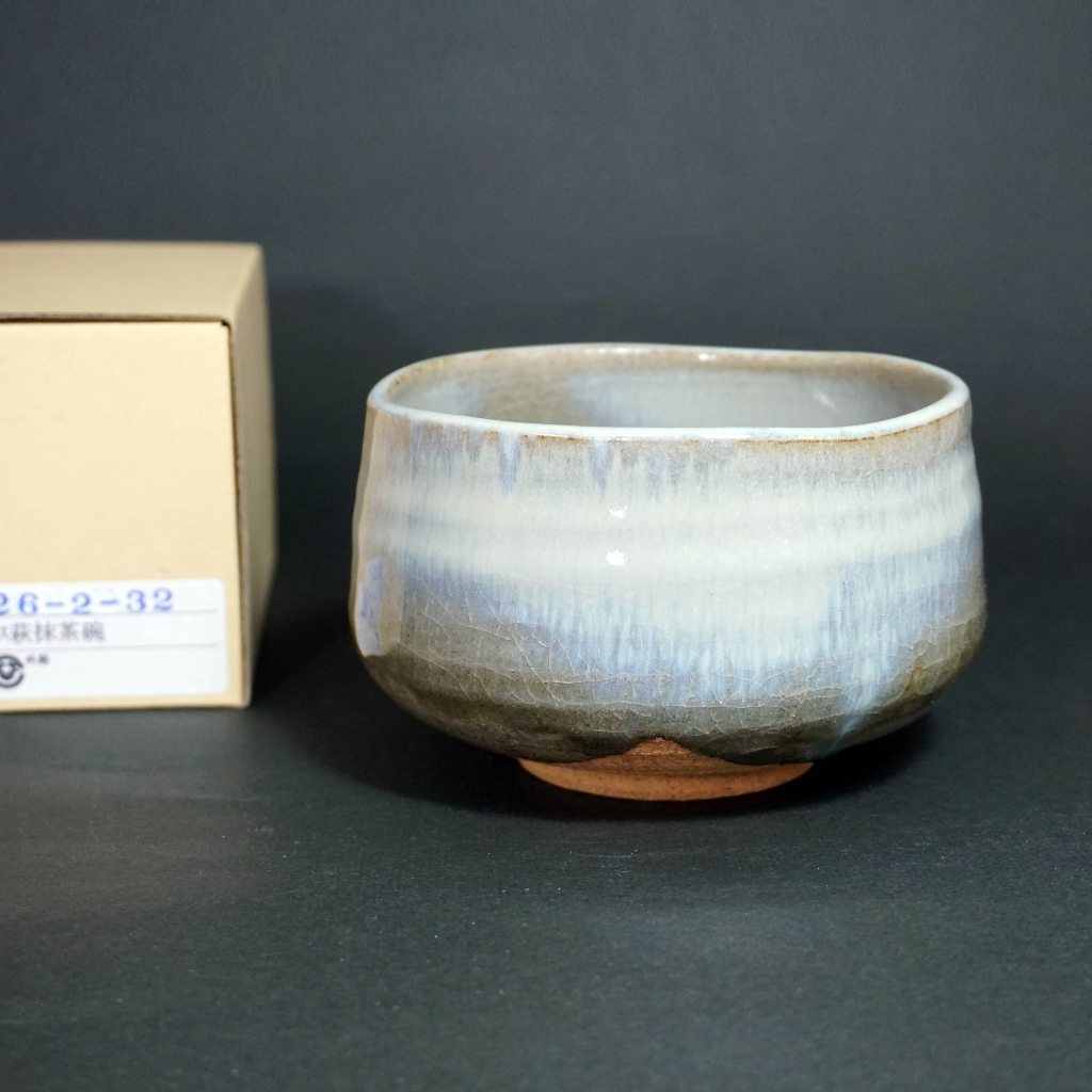 日本萩燒經典流釉抹茶碗茶碗窯燒日式陶窯陶器全新未使用(附紙盒) 日本 