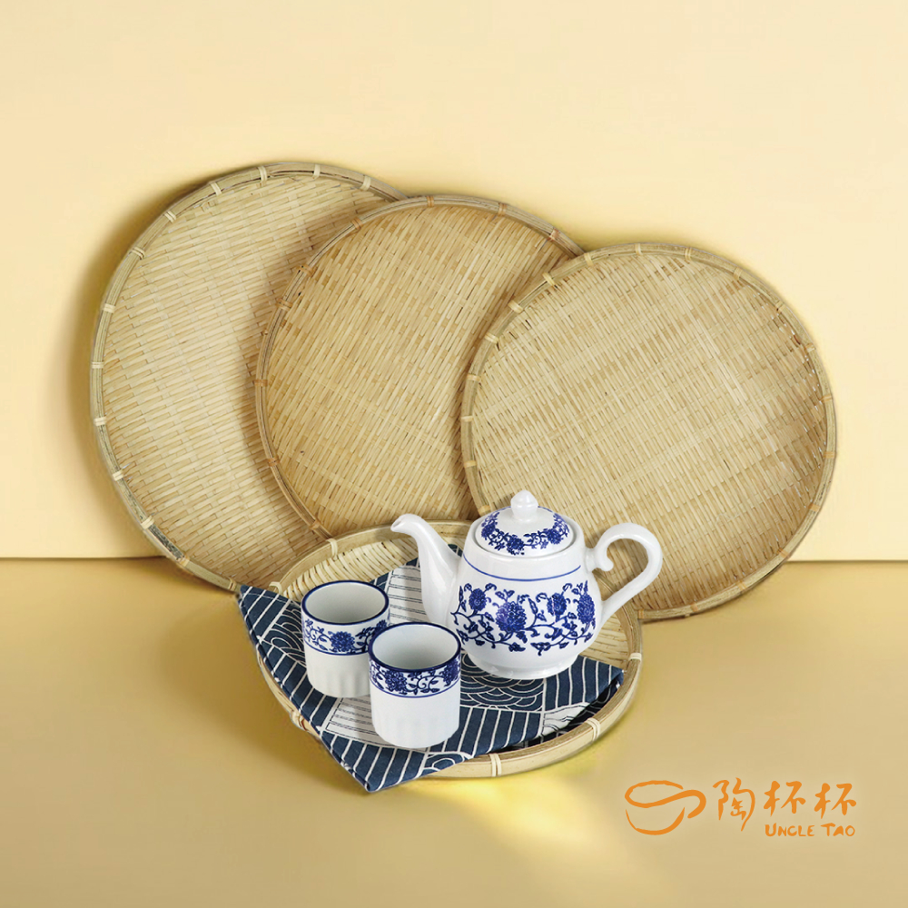 陶杯杯】竹編籃33/38cm 竹篩竹籃米苔竹篩盤餐具餐盤碗盤杯筷台灣現貨