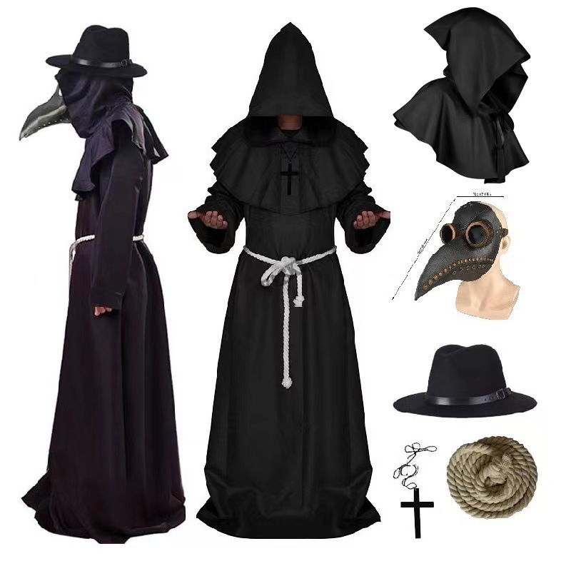 New Plague Doctor Cosplay Costume Medieval Hooded Robe Steam | 蝦皮購物