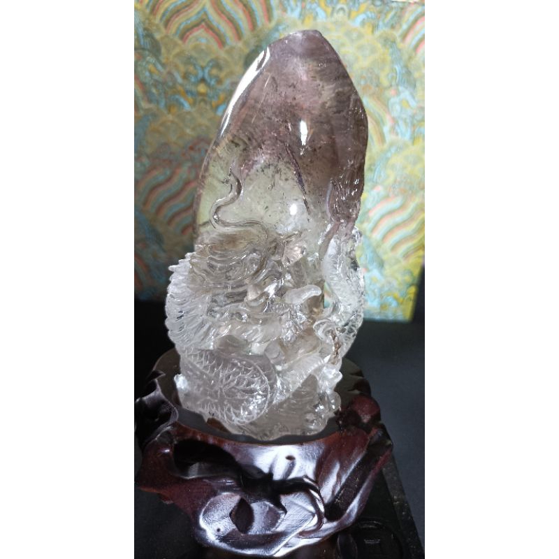 天然水晶白水晶帶幽靈雕刻龍擺件白水晶鈦晶髮晶| 蝦皮購物