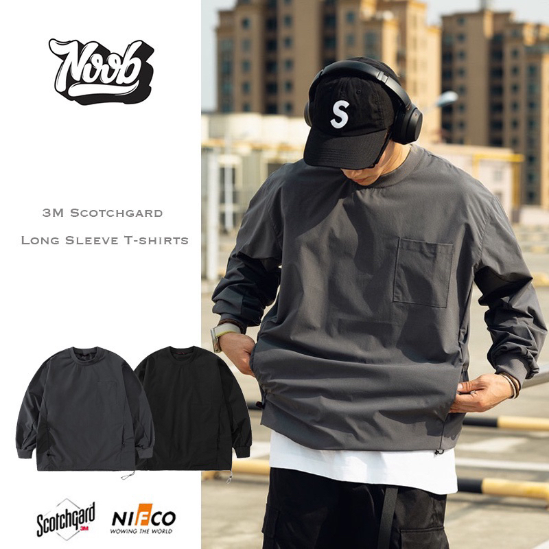 NOOB LAB 」日系 戶外 3M Scotchgard™ 速乾 排汗 抽繩 口袋 長袖T恤[LT04] | 蝦皮購物