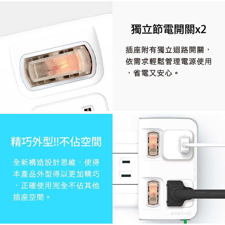 【現貨】Tyson太順電業 台灣製 2切2座 節能壁插 122A 插頭 壁插 安全防火 分接插座 轉接插頭 三轉二插頭 | 蝦皮購物