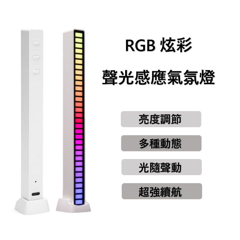 【魔方科技】台灣現貨 聲控氣氛燈 氛圍燈RGB裝飾燈 節奏燈條 電競燈 拾音燈 | 蝦皮購物