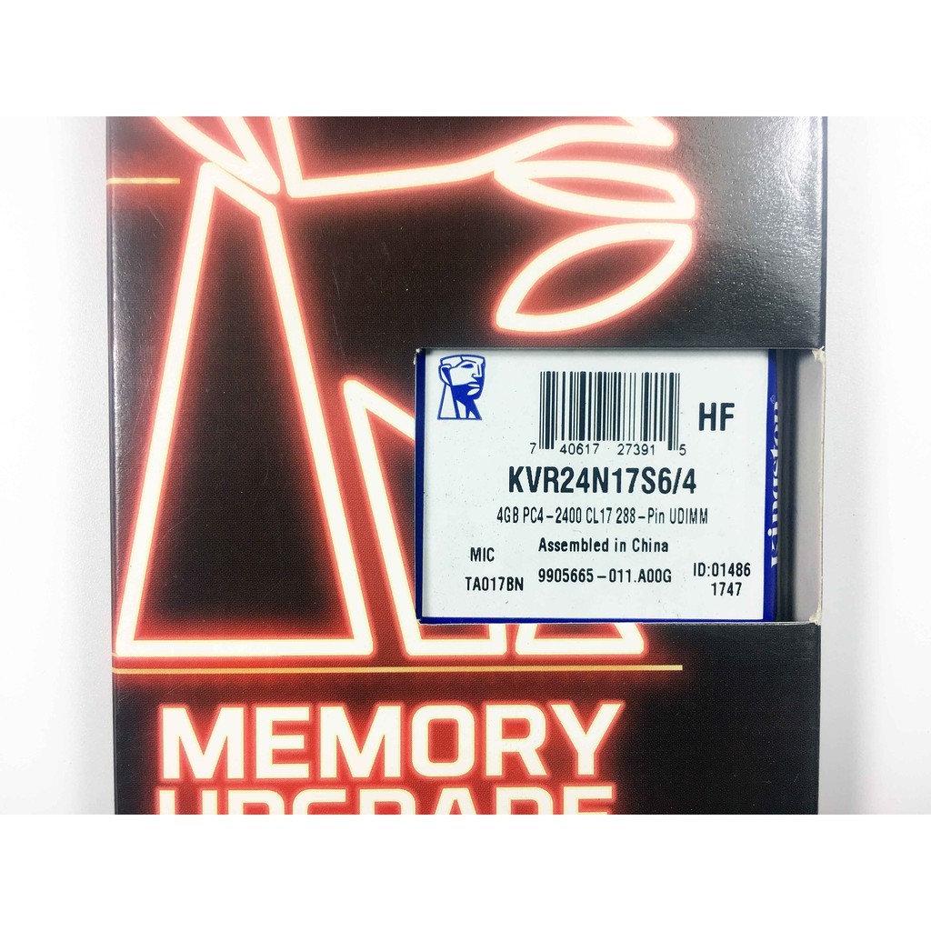 Kingston 金士頓 DDR4-2400 4GB桌上型記憶體(KVR24N17S6/4) | 蝦皮購物