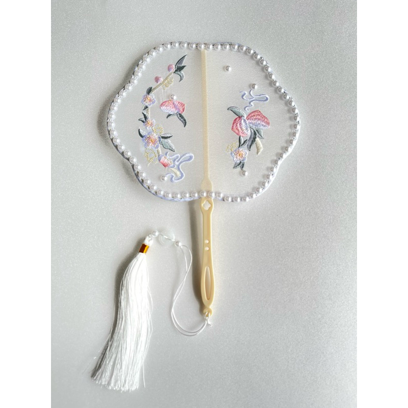 神鮮佛具］扇子乩身扇媽祖扇復古圓扇中式婚禮半透刺繡古風扇子