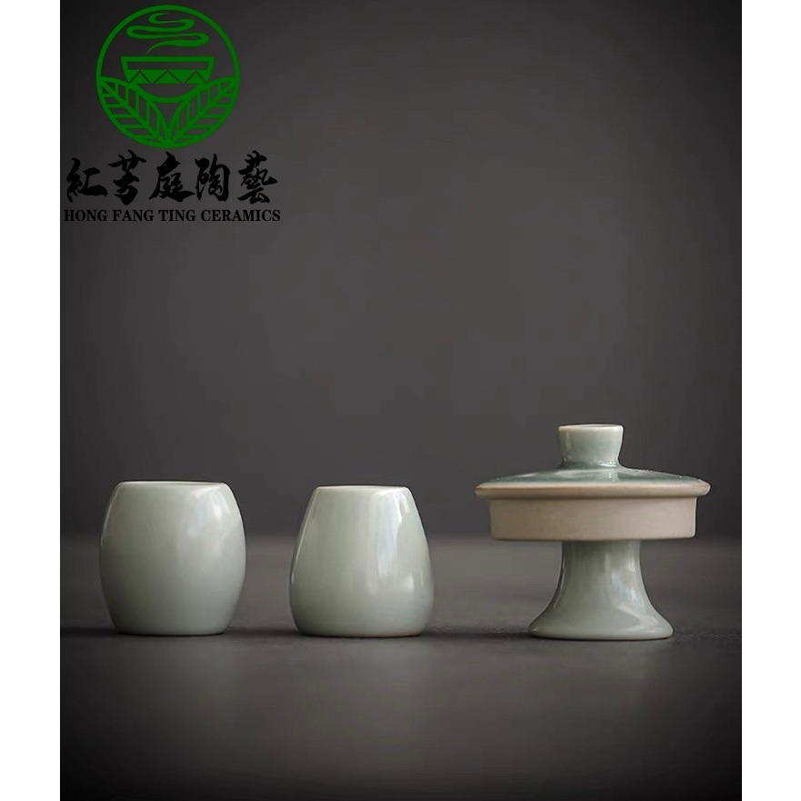 紅芳庭【天青汝窯蓋置】茶擱茶具日式茶置茶托白瓷茶壺蓋置日式茶具壺蓋