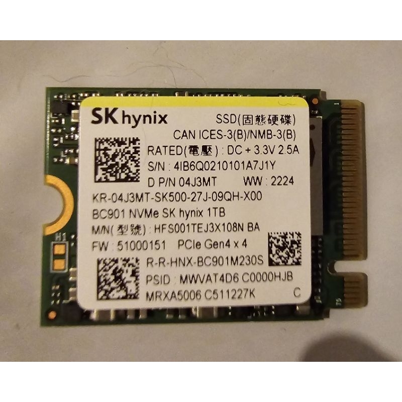 Hynix BC901 2230 SSD 1TB GEN 4X4 | 蝦皮購物