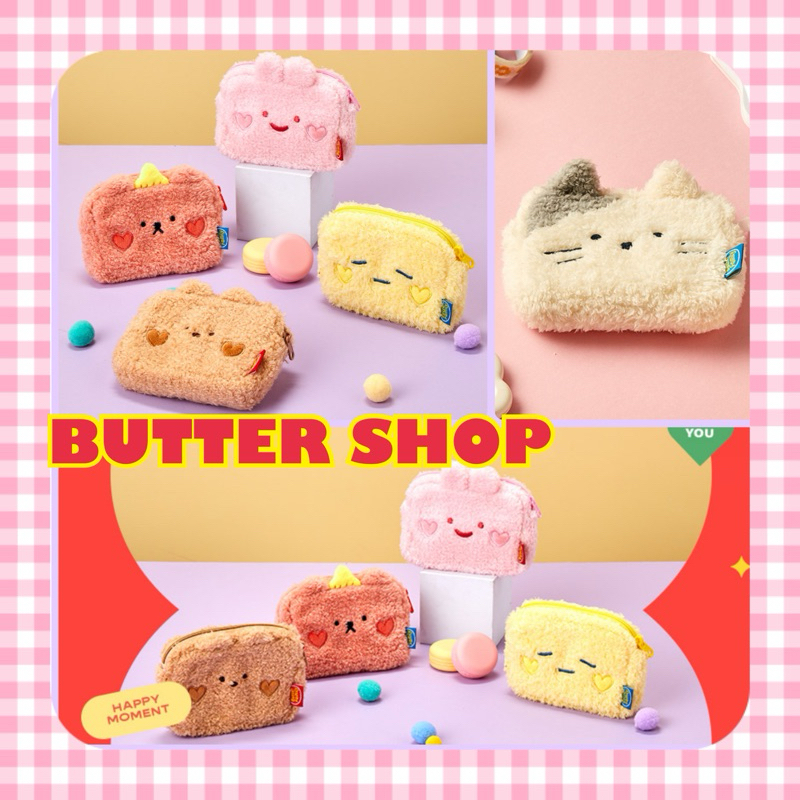 現 ️收納包 化妝包 零錢包 小方包 Butter Shop 草莓兔 奶油君 楓糖熊 butter family 牛奶貓 | 蝦皮購物