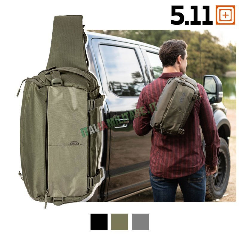 5.11 Tactical LV10 Sling Pack 2.0 - Zaino A Tracolla 3L, Tasche Multiple, Sistema AMP, Nero