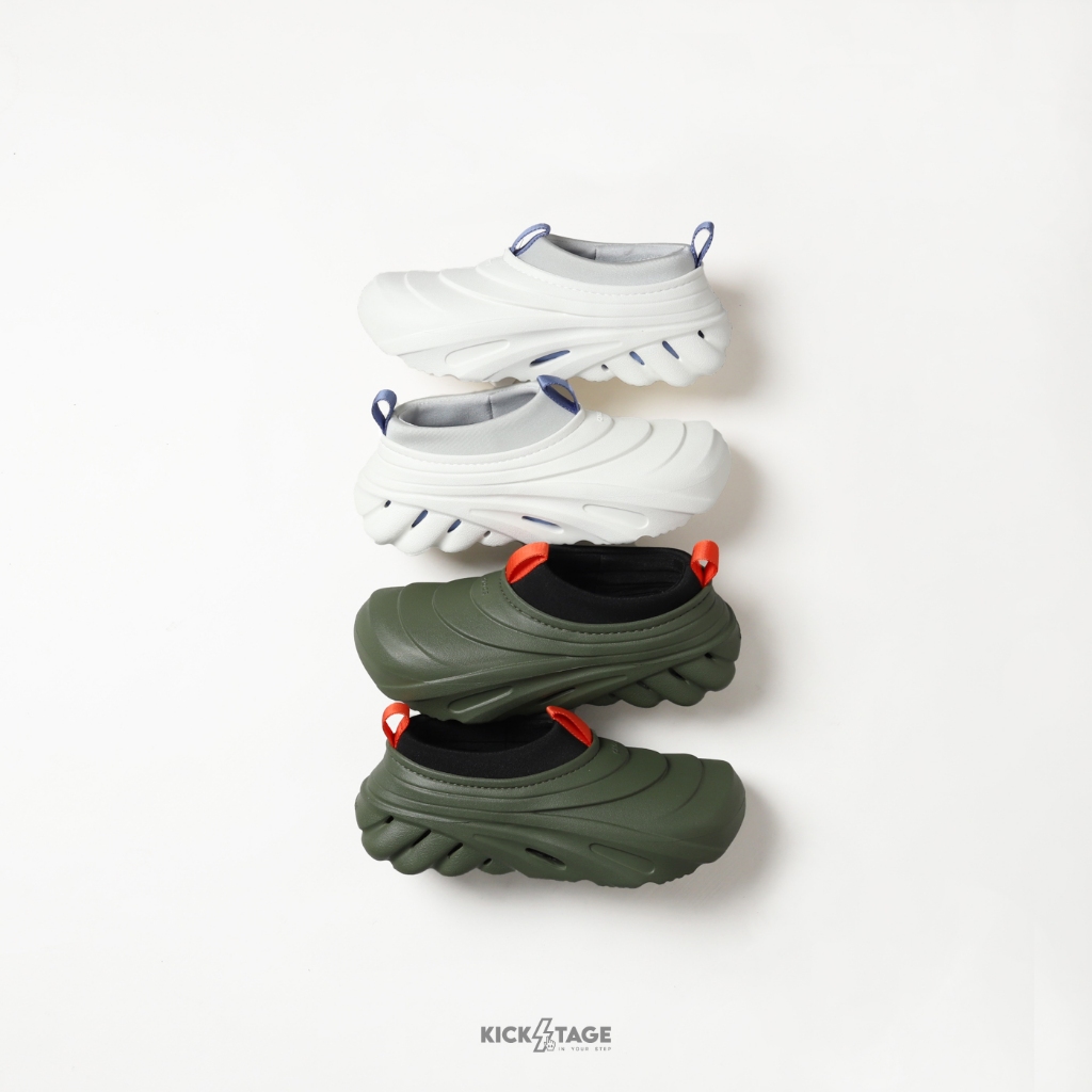 CROCS ECHO STORM 白色綠色暴風波波鞋內襯套襪層疊機能風格水鞋男女鞋