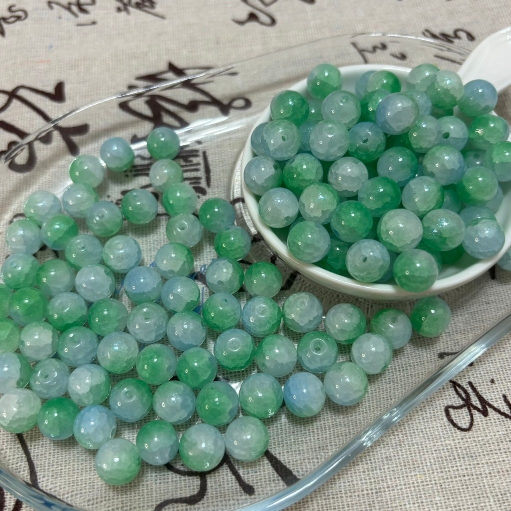 【ZZ小舖】G18 單顆販售 琉璃珠 玉碎 玉瓍 藍光 細閃 雙色 藍色 綠色 10mm 恐龍園 | 蝦皮購物