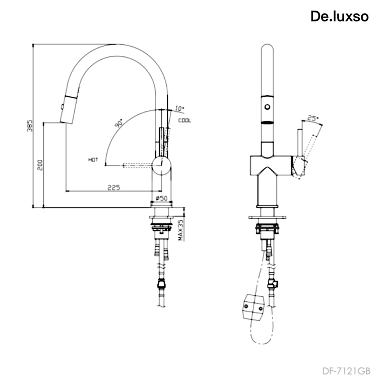 Product image 【BS】De.Luxso｜高38.5｜DF-7121GB｜不鏽鋼伸縮花灑龍頭｜法國品牌｜無鉛 黑色龍頭 金色龍頭 3