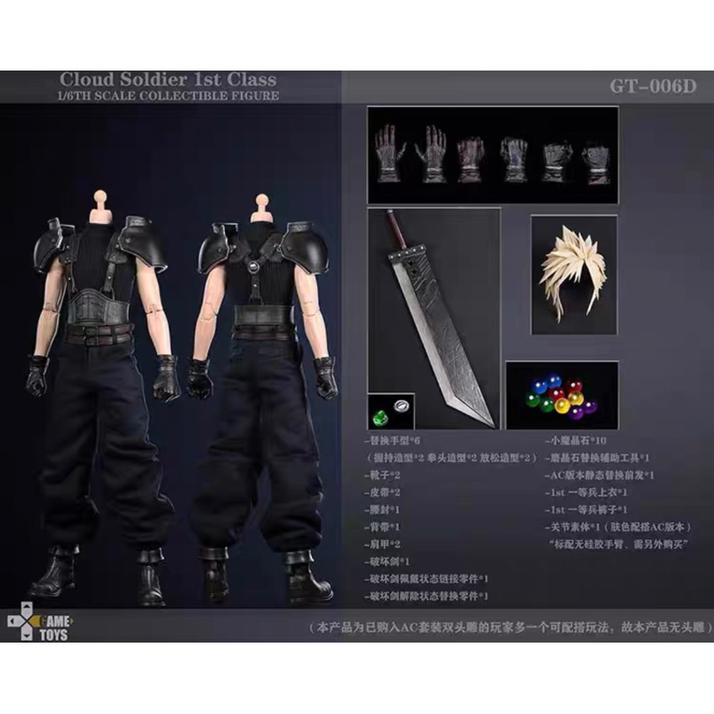 現貨】lucas store GAMETOYS GT-006D Cloud 1/6 一等兵克勞德
