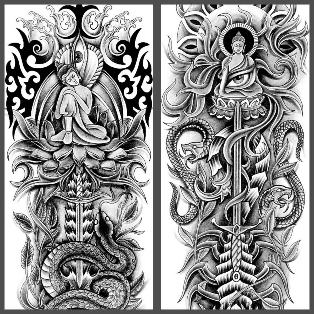 哈狼族】紋身貼紙TTa全臂系列東方神明佛祖蠍子蛇刺青貼紙花臂人物紋身貼全臂紋身貼480*170mm | 蝦皮購物