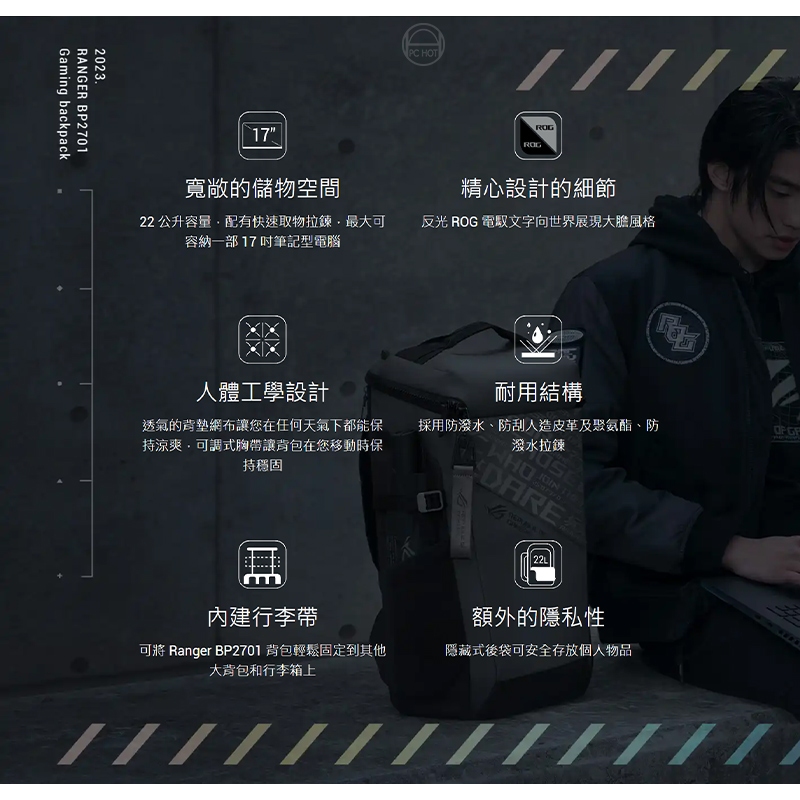 ROG Ranger BP2701 電競背包 電馭文 防潑水材質 可容納17吋筆電 耐用結構 筆電包 電腦後背包 電腦包 | 蝦皮購物