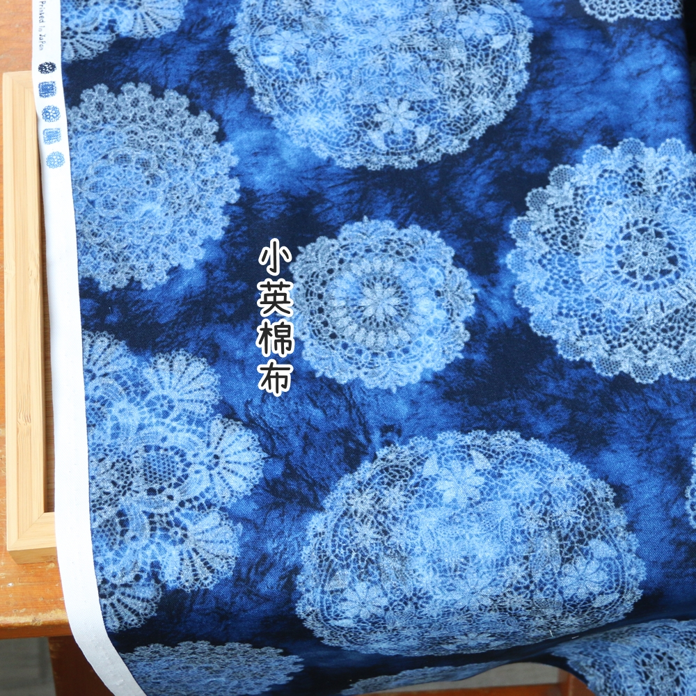 日本進口布 [t676 花朵藍染風] 1碼特價 - 中厚棉布料 手作 布包 可愛布 藍染風格 花朵布 | 蝦皮購物