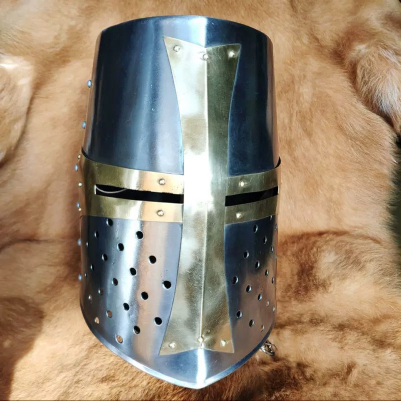 【意志的勝利】天國降臨COSPLAY LARP中世紀騎士盔甲巨盔十字軍桶盔 黃銅板甲頭盔可穿戴包郵 | 蝦皮購物