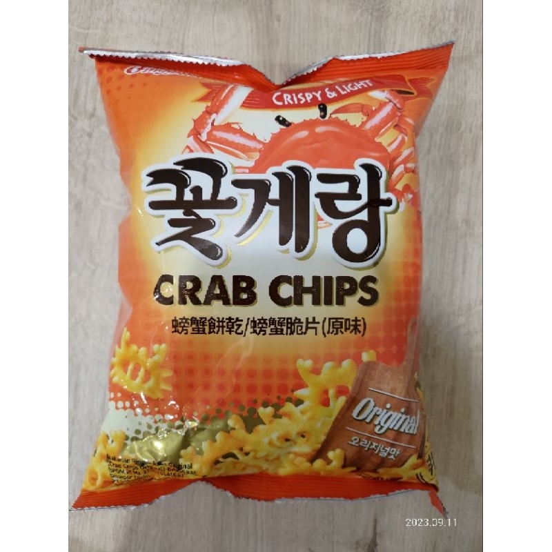 韓國 Binggrae 螃蟹餅乾 螃蟹脆片（原味） CRAB CHIPS 螃蟹 蝦皮購物