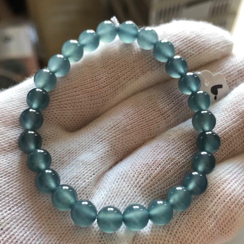 海藍之謎！極品！高冰玻璃種6.8mmX26顆，星空藍「藍剛」藍水翡翠a貨