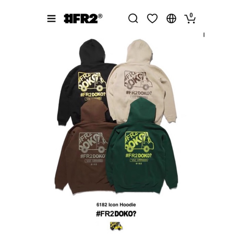 日本代購23 #FR2 DOKO? 6182 icon hoodie 連帽長袖上衣帽T 移動色情兔