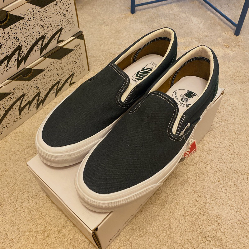 正品VANS VAULT x ADSUM og classic slip-on lx 深藍綠懶人帆布鞋