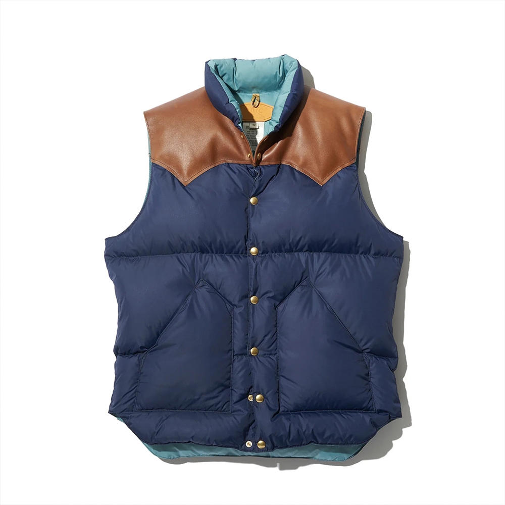 Rocky Mountain Featherbed - Down Vest (Navy) 羽絨背心拼接皮革