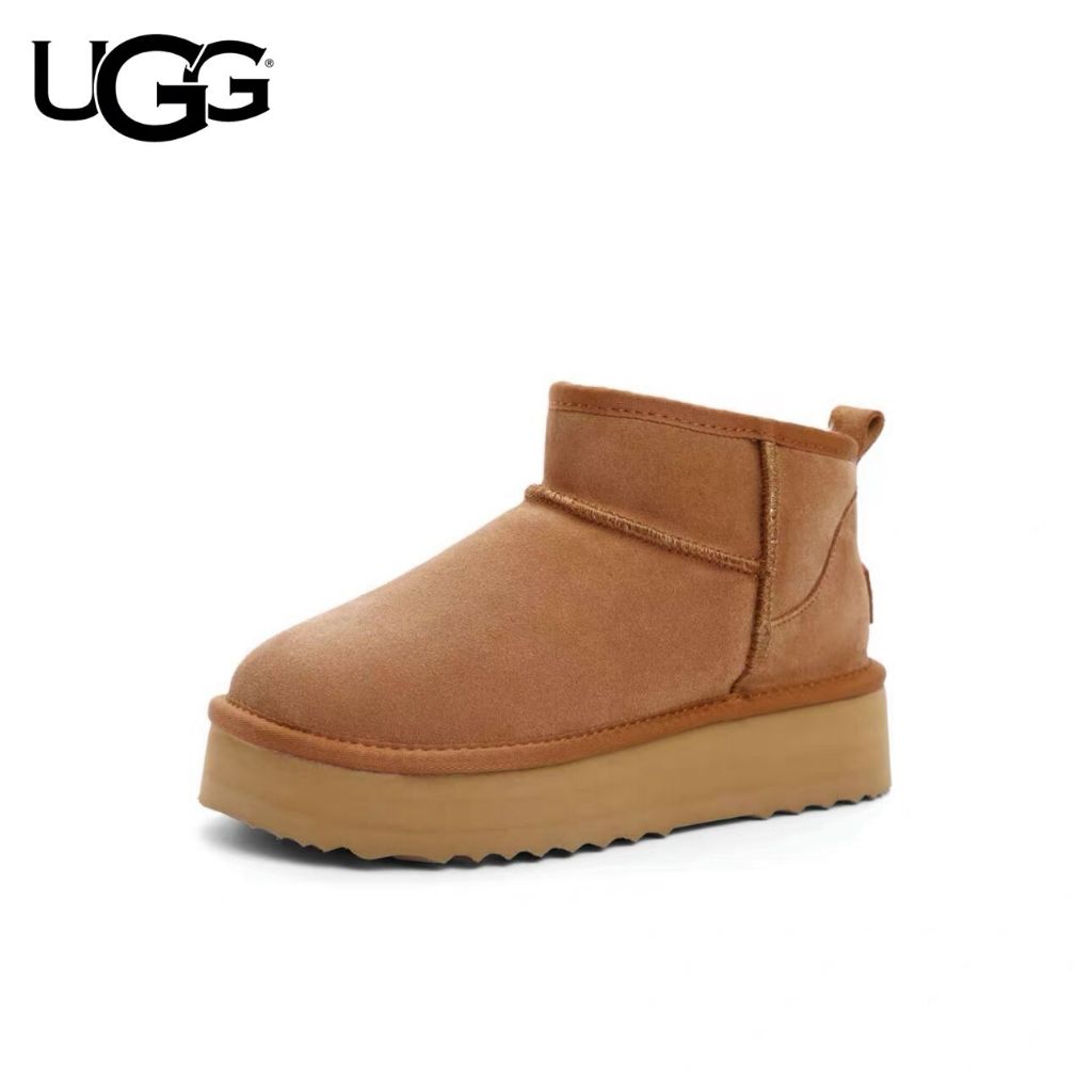 全店免運UGG系列雪地靴MINI 短幫真皮羊毛一體加絨舒適厚底靴厚底鞋皮革