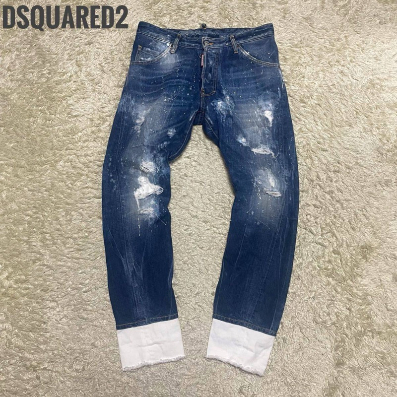 DSQUARED2 Dsquared 牛仔 白色袖口 經典 肯尼 吉恩 44 KENNY TWIST JEAN