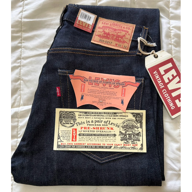 全新Levi's Vintage Clothing Lvc 505 赤耳布邊牛仔褲直筒褲黃金尺寸