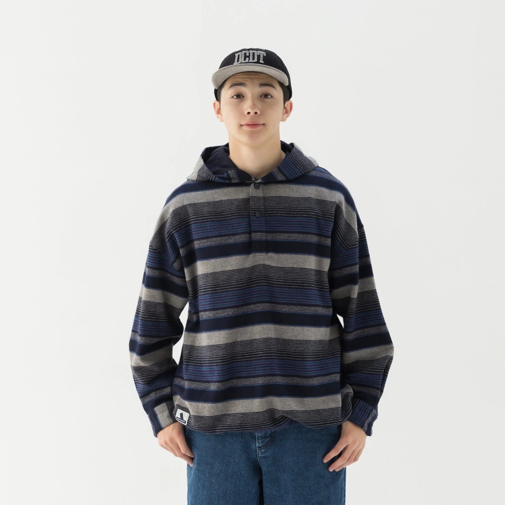 AllenTAPS】DESCENDANT 23AW MOLE HOODED STRIPE LS SHIRT