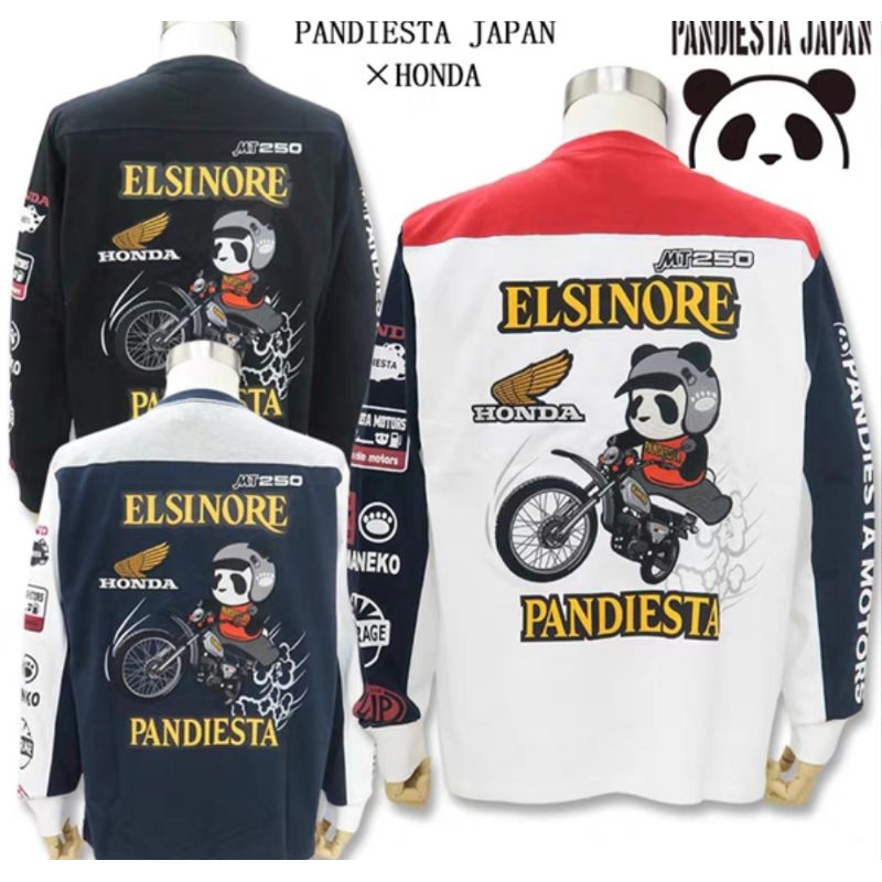 硬骨頭)日本HONDA×PANDIESTA JAPAN ELSINORE MT250 本田聯名長袖T(黑白