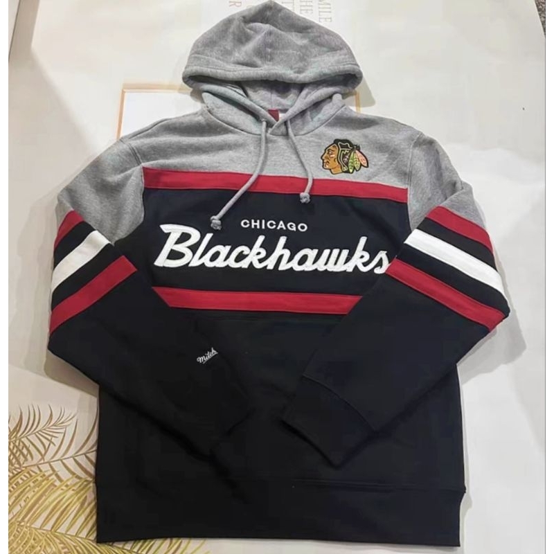 NHL BLACK HAWKS 黑鷹隊M&N 長袖帽T 大尺碼M/2XL | 蝦皮購物