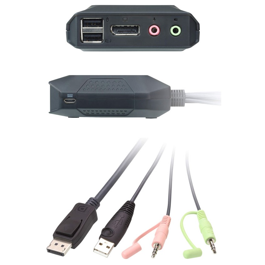 【MR3C】含稅附發票 ATEN CS22DP 2埠USB DisplayPort 帶線式切換器 KVM | 蝦皮購物