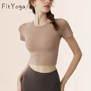 FitYoga（U2）運動上衣女 短袖T恤顯瘦健身服跑步高級感套裝緊身瑜伽服夏健身衣