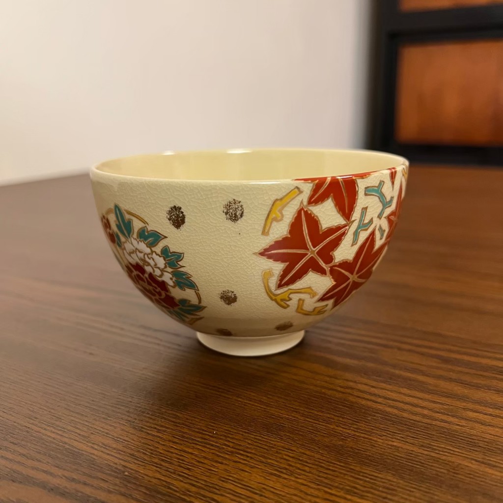 和器】日本紅葉京燒茶碗/茶盌(抹茶/茶道具/茶道/京都/茶杯/茶藝/香道