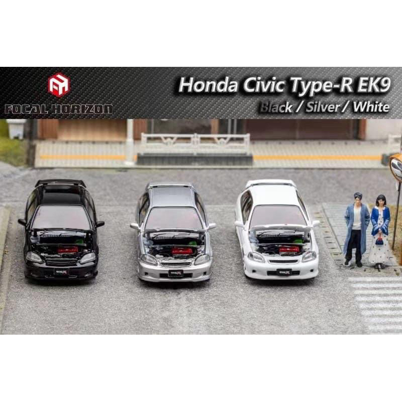 Modèle Réduit 1:64 Honda Civic Type-R EK9 (1re Génération) Noir - Focal Horizon - Édition Limitée - Neuf