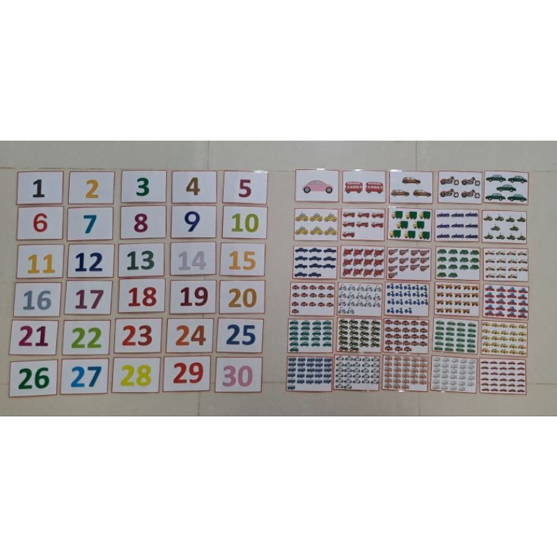 1-30數量操作卡（1/4 A4紙張大小數字和圖卡） | 蝦皮購物