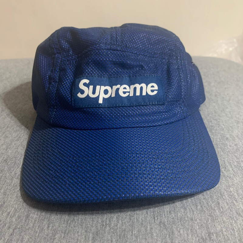 supreme cap 5 panel box logo 藍色尼龍後扣透氣帆布二手老帽五分割帽6