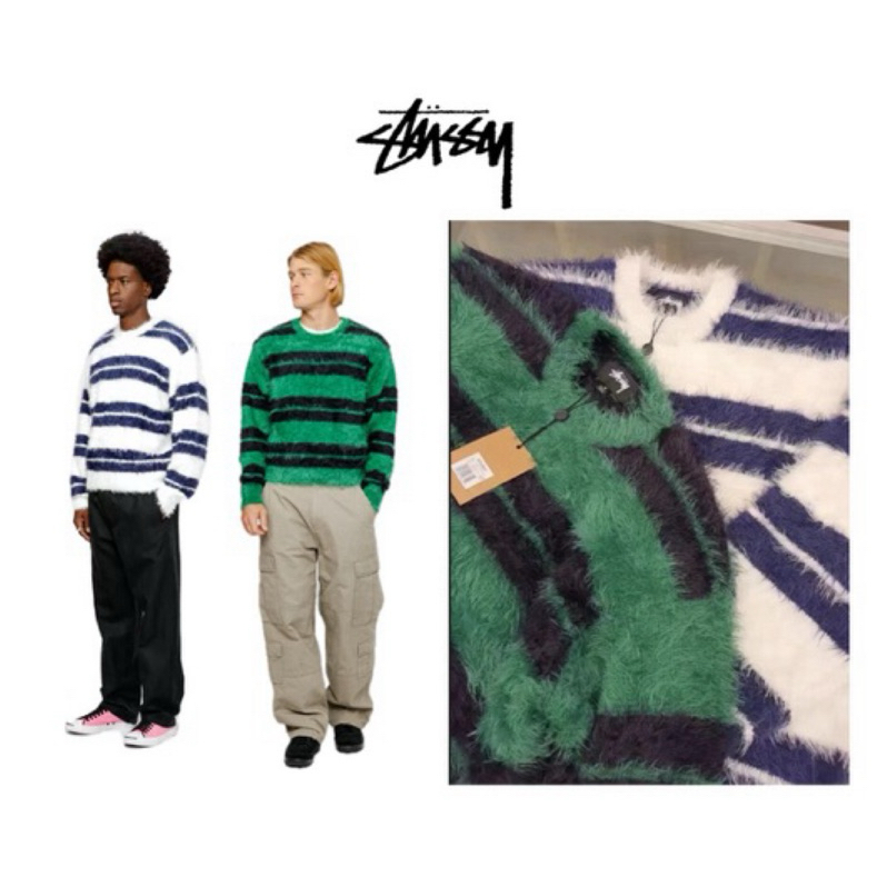 24🇺🇸STUSSY HAIRY STRIPE CREW SWEATER 馬海毛毛衣復古條紋 24🇺🇸STUSSY HAIRY STRIPE CREW SWEATER 馬海毛毛衣復古條紋