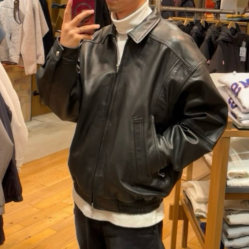 BEAMS 24SS Vintaga Leather zip blouson寬鬆美式復古機車皮衣