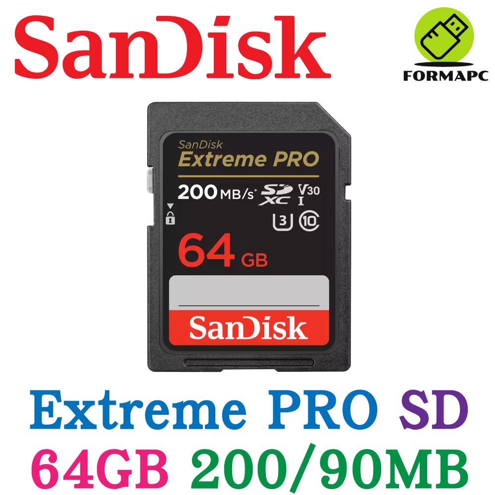 SanDisk Extreme PRO SDXC SD 64G 64GB U3 V30 4K 200MB 高速記憶卡 | 蝦皮購物