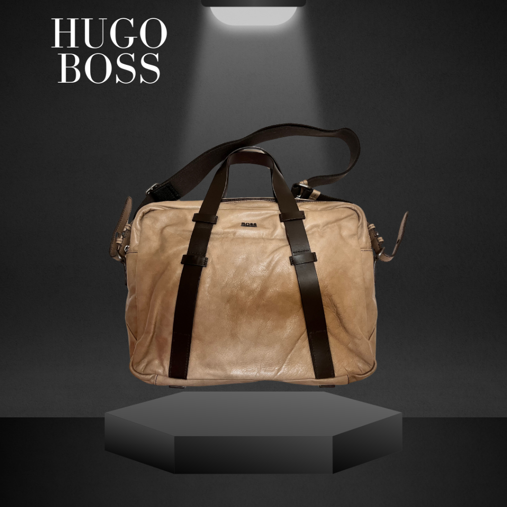 HUGO BOSS BRIEFCASE 鞣製牛皮電腦公事包 VINTAGE 40X30X9CM 24h發貨台灣出貨 | 蝦皮購物