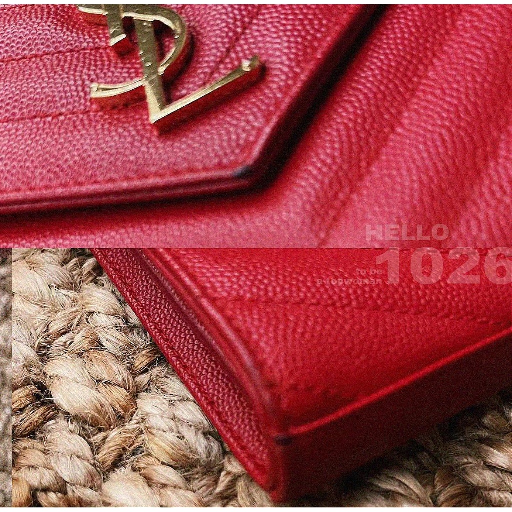 1026+YSL信封包Saint Laurent 紅色魚子醬牛皮WOC 鍊條包鏈帶包