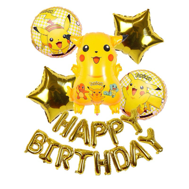 現貨免運‼️寶可夢pokemon 皮卡丘 生日佈置氣球派對生日拉旗蛋糕裝飾插旗 皮卡丘造形氣球 | 蝦皮購物