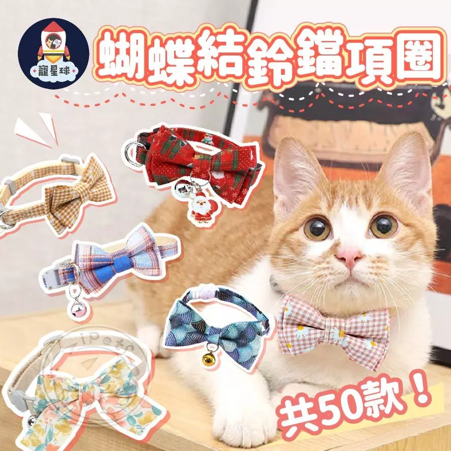 【寵星球】蝴蝶結鈴鐺項圈 安全扣項圈 貓咪項圈 兔子項圈 寵物鈴鐺項圈