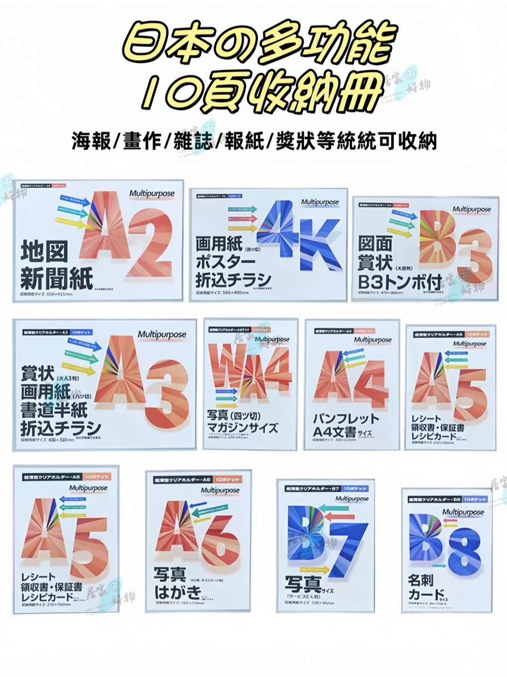 日本の多功能】10頁收納冊畫冊收納A2資料冊4K兒童畫夾B3海報夾A3獎狀A4